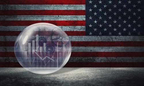 data bubble in front of US flag